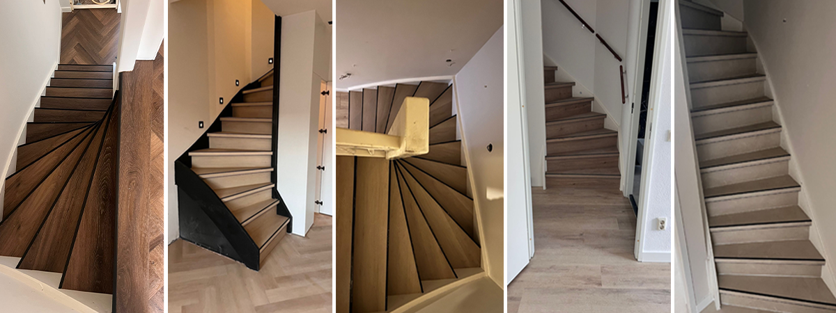 Overzicht van gerenoveerde trappen in verschillende stijlen
